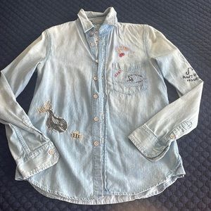 Mother Embroidered Chambray Shirt